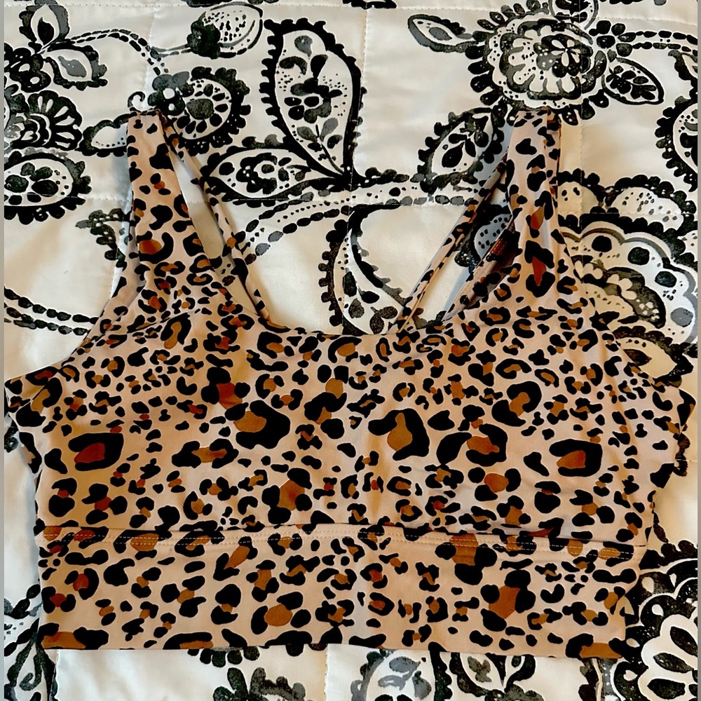 Small LA Hearts Cheetah Print Sports Bra